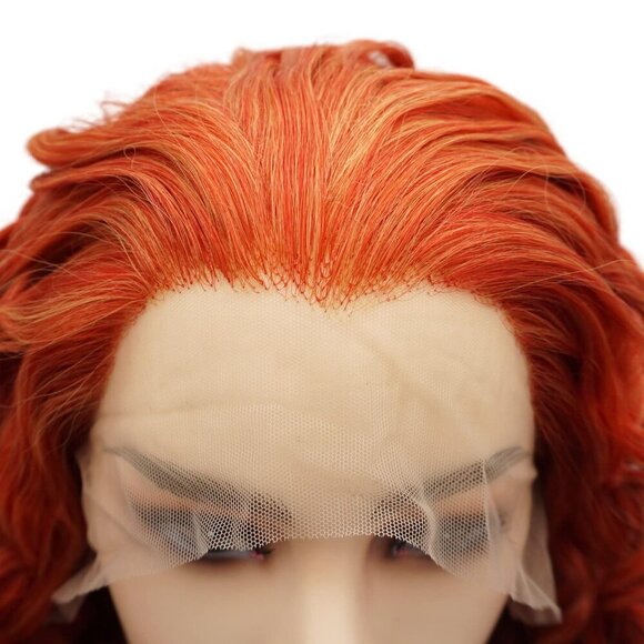 Synthetic Lace Front Wig Curly Long 26inch Red and Blonde Mix - Picture 5 of 5